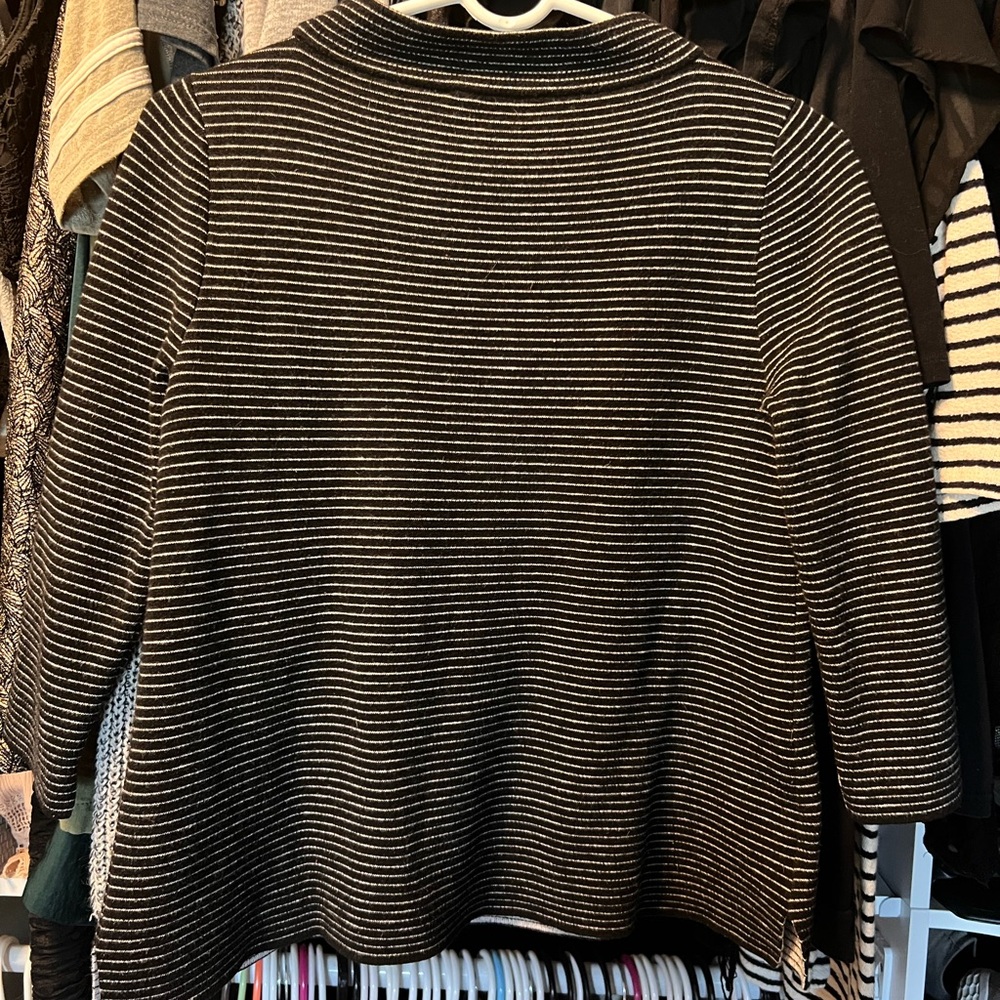 LOFT Black and White Striped Top